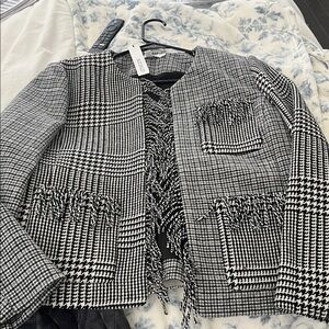 Chico's Black and White Houndstooth Blazer